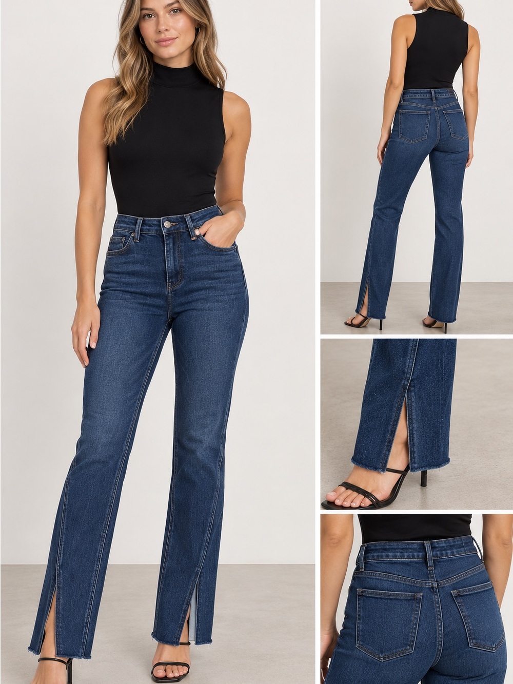 Flying Monkey Dark Blue Skinny Jeans with Front Slit 26